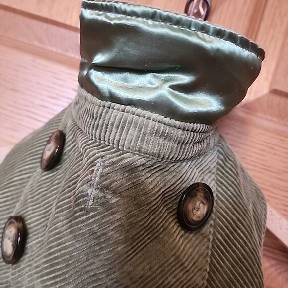 Woolrich Cotton Corduroy Green Dog Jacket Pea Coat w/Buttons Size M - Picture 4 of 7